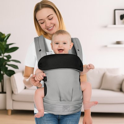 Porte bébé physiologique devant gris maman bebe