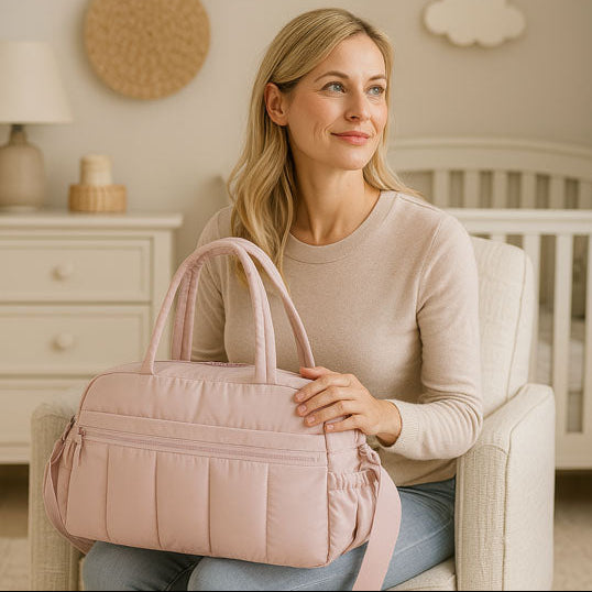 maman assis sac a langer rose