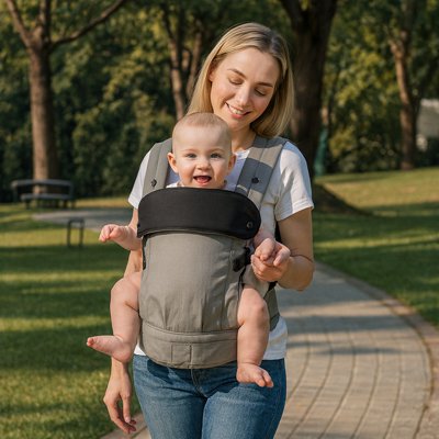Porte bébé physiologique devant gris maman bebe parc