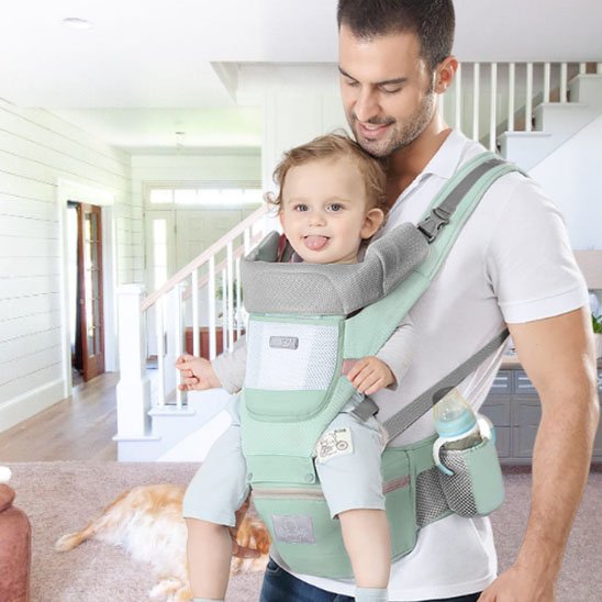 Porte bebe vert papa bebe devant