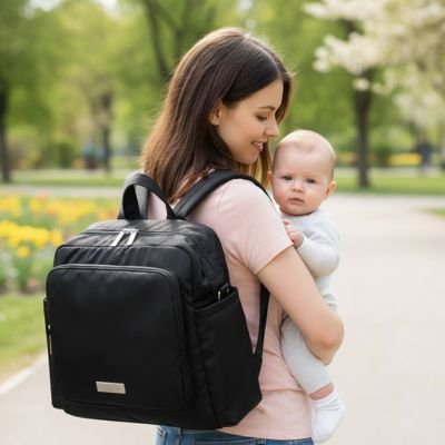 Sac a dos a langer noir maman bebe