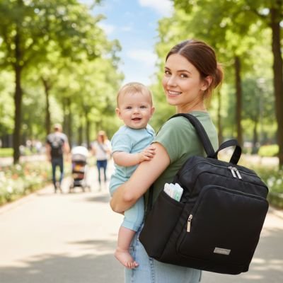 Sac a dos a langer noir maman bebe parc