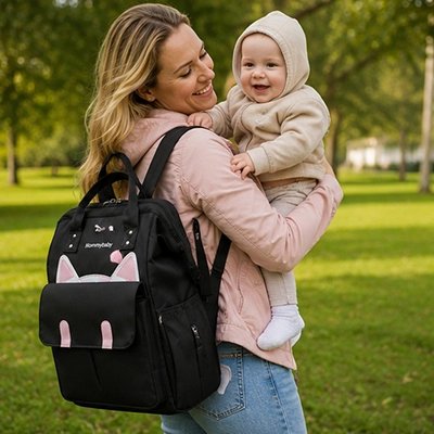Sac a dos a langer noir maman et bébé