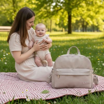 Sac a langer a dos beige maman bebe parc