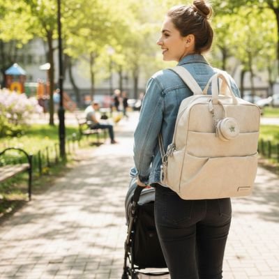 Sac a langer a dos beige maman 