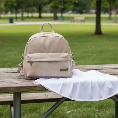 Sac a langer a dos beige table pique nique
