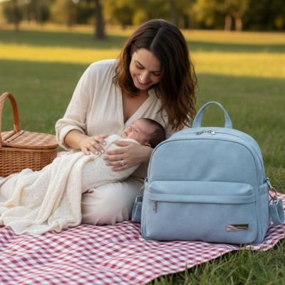 Sac a langer a dos bleu maman bebe