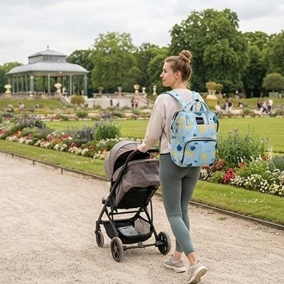 Sac a langer bebe bleu claire maman avec poussette