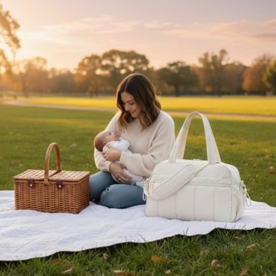 Sac a langer beige maman bebe parc