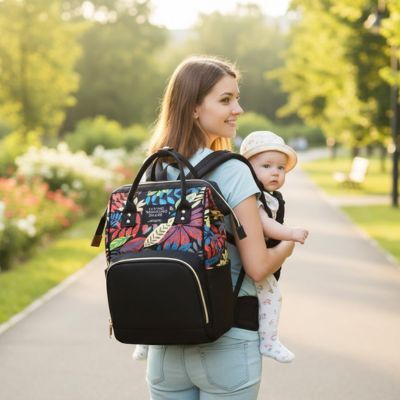 sac a langer noir maman bebe chapeau